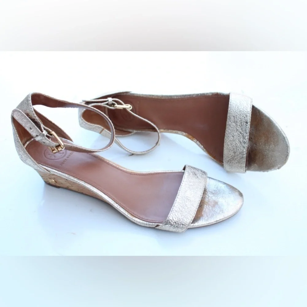 Tory Burch Metallic Gold Ankle-Strap Sandals